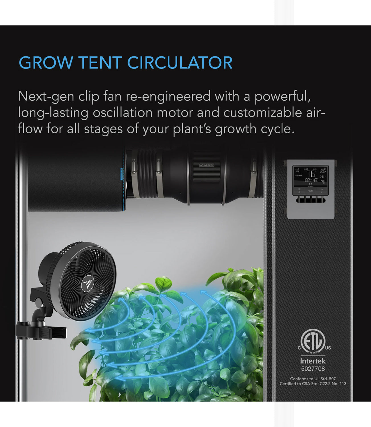 AC Infinity Cloudray S9 Gen 2 9 Inch Clip Fan