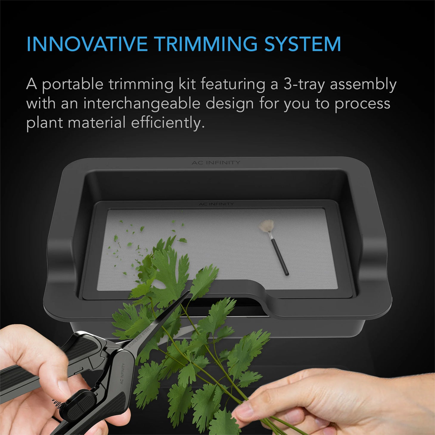 AC Infinity Large Trim Tray System, 3 Tray & 2 Screen Kit