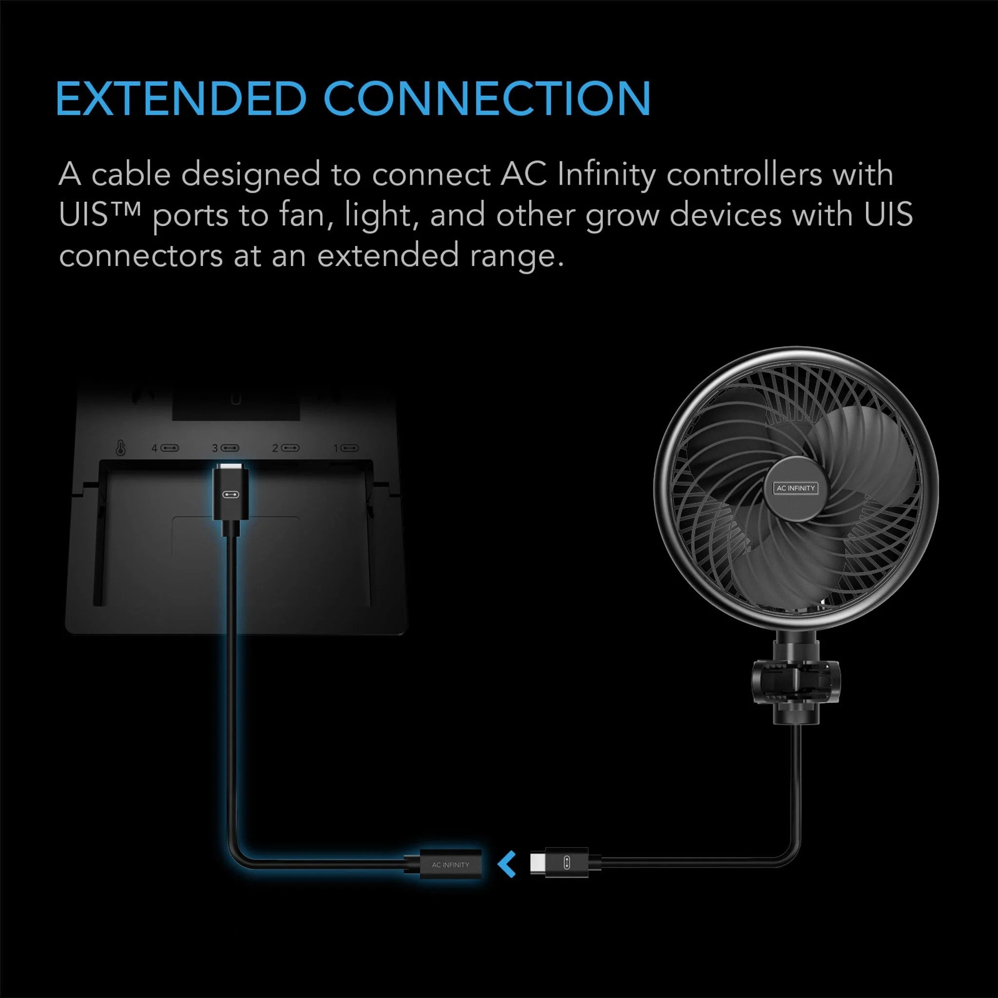 AC Infinity UIS to UIS Extension Cable Male-Female 10Ft / 3mtr