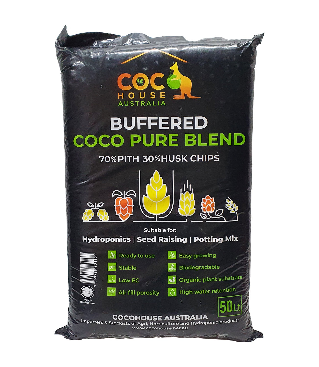 Coco House Coco Pure Blend 70/30 Coco Peat & Husk Chips Mix 50L Bag