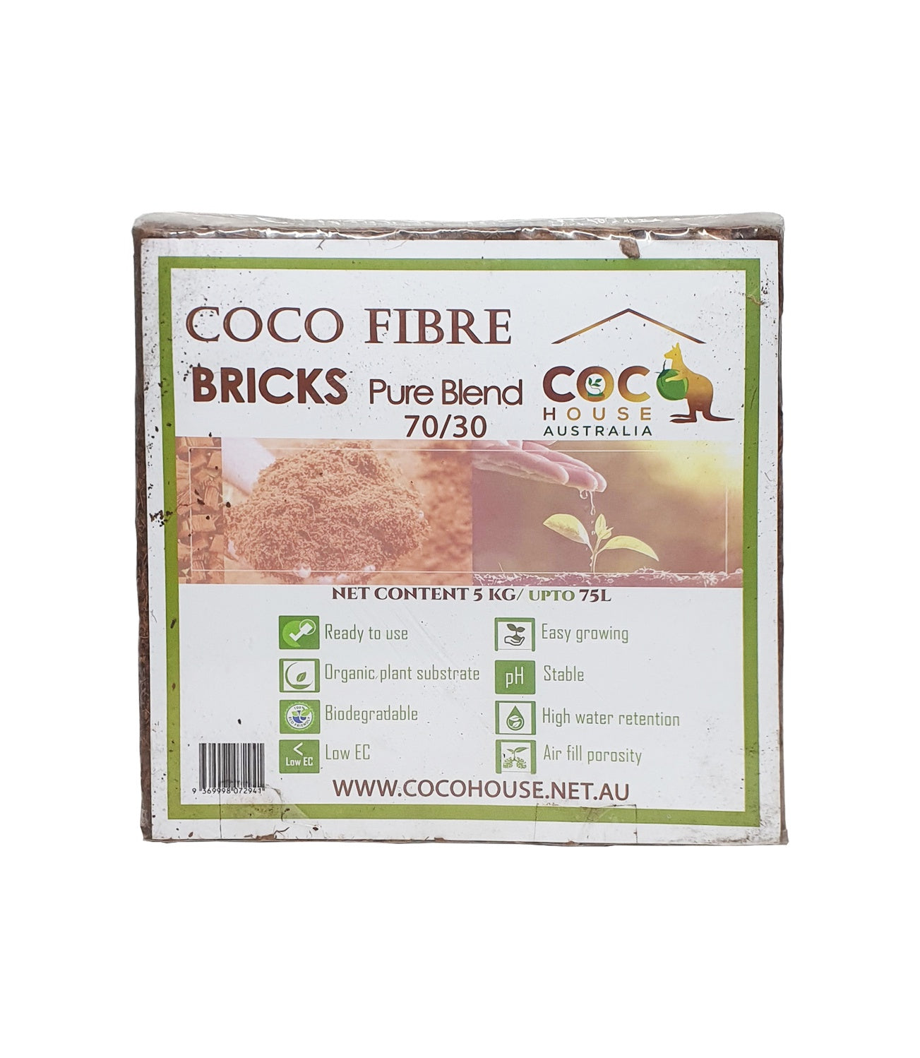 Coco House Coco Fibre/Chips 70/30 Brick 5Kg/75L