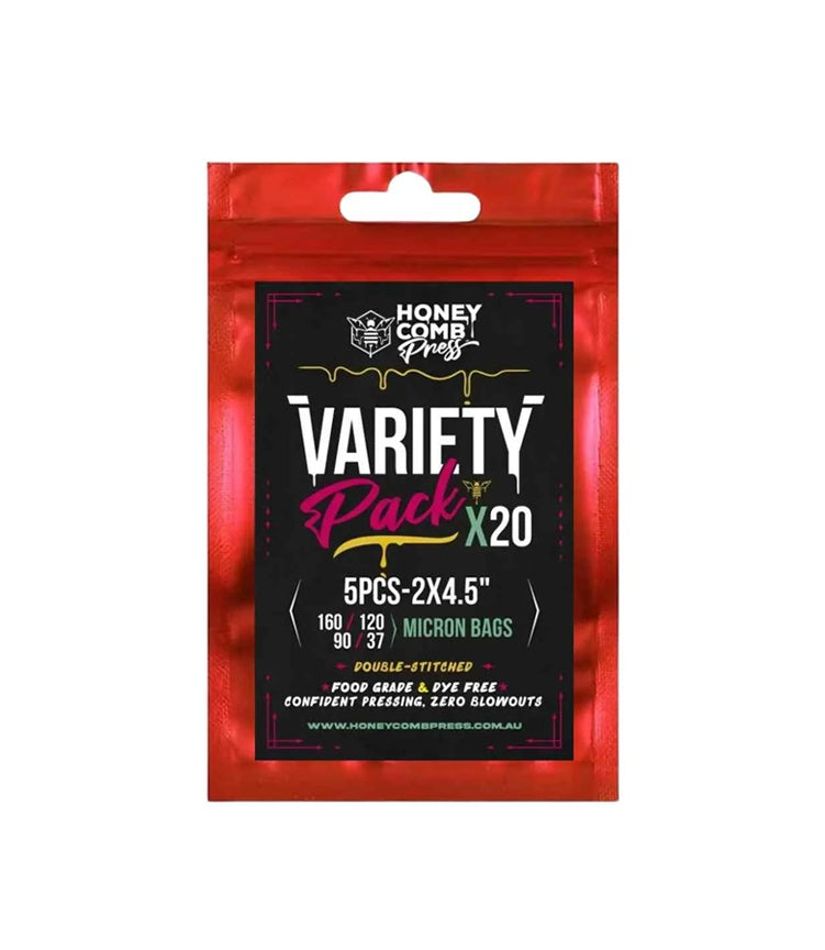 Honey Comb Rosin Press Variety Pack 160/120/90/37um Micron Filter Bags 20Pk