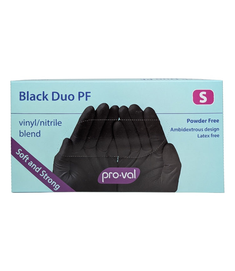 Pro-Val Black Duo Small Vinyl/Nitrile Disposable Gloves Pk 100
