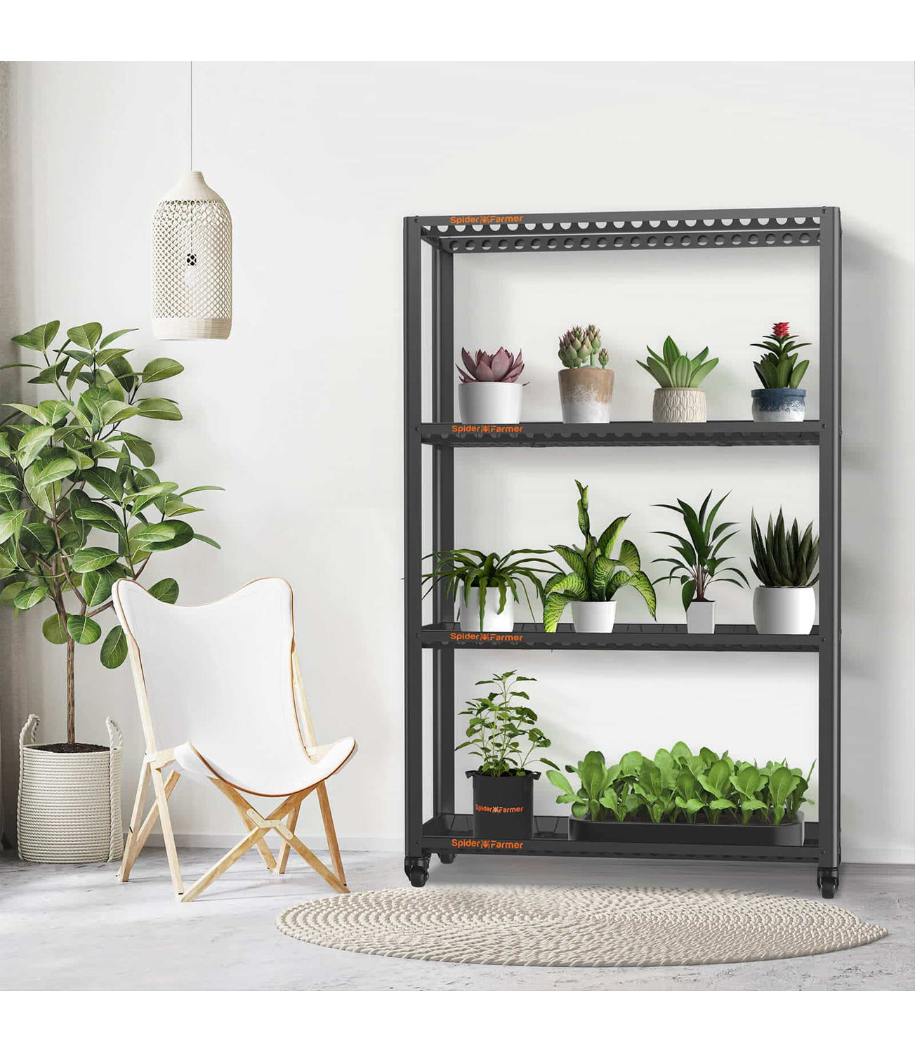 Spider Farmer 3-Tier Metal Plant Stand With Plant Trays