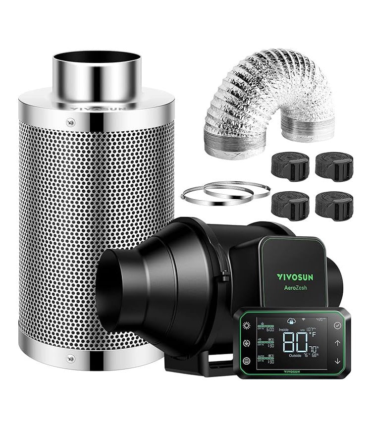 Vivosun Aerozesh S4 Fan, Carbon Filter, Ducting and E42A WiFi Controller Kit