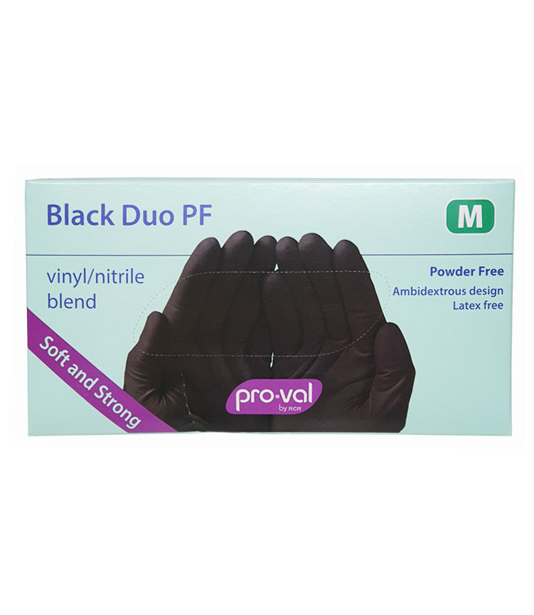 Pro-Val Black Duo Medium Vinyl/Nitrile Disposable Gloves Pk 100