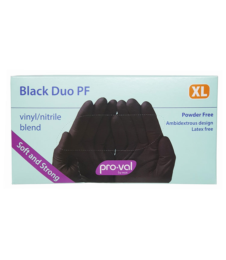 Pro-Val Black Duo Extra Large Vinyl/Nitrile Disposable Gloves Pk 100