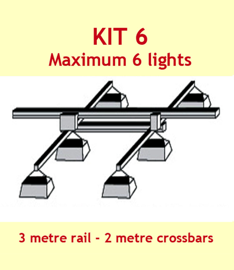 Light Mover Kit 6 (2-6 Lights, 2 Cross bars) on 3mtr Rail