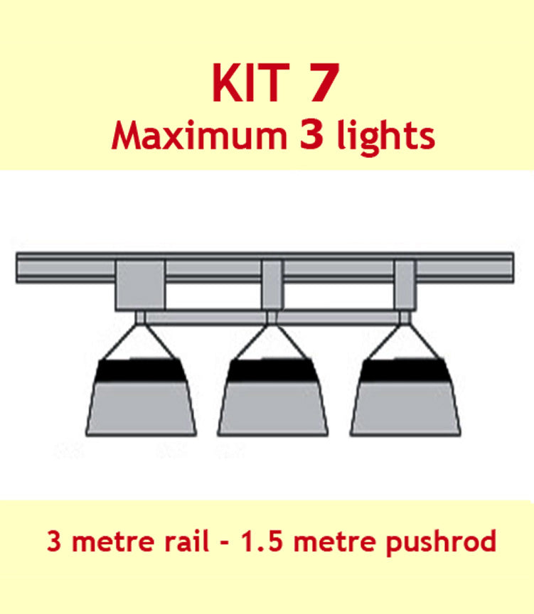 Light Mover Kit 7 (3 Lights Inline) on 3mtr Rail
