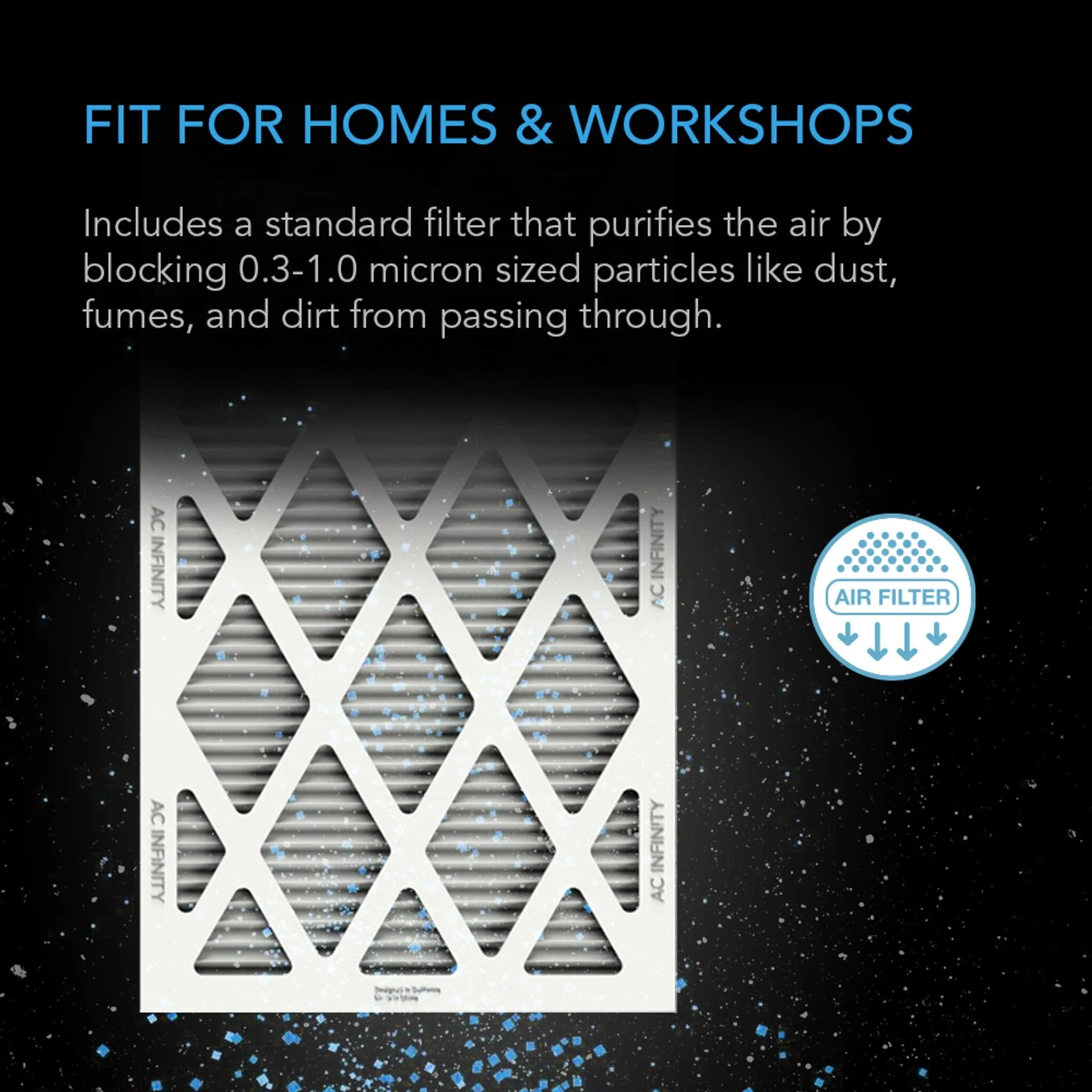 AC Infinity Air Filter Box With High Efficacy Filter 4 Inch 100mm