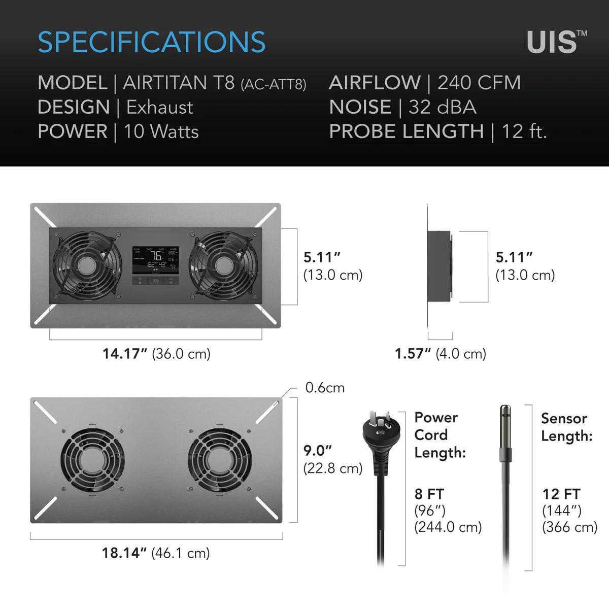 AC Infinity Air Titan T8, Crawl Space and Basement Ventilator Fan, WiFi-Integrated Controls, IP-55 Rated, Exhaust
