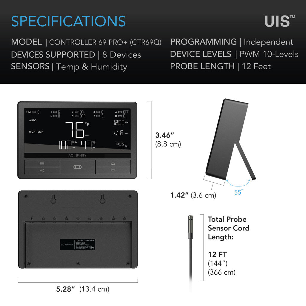 AC Infinity Controller 69 Pro Plus WIFI & Bluetooth Controls 8 Devices