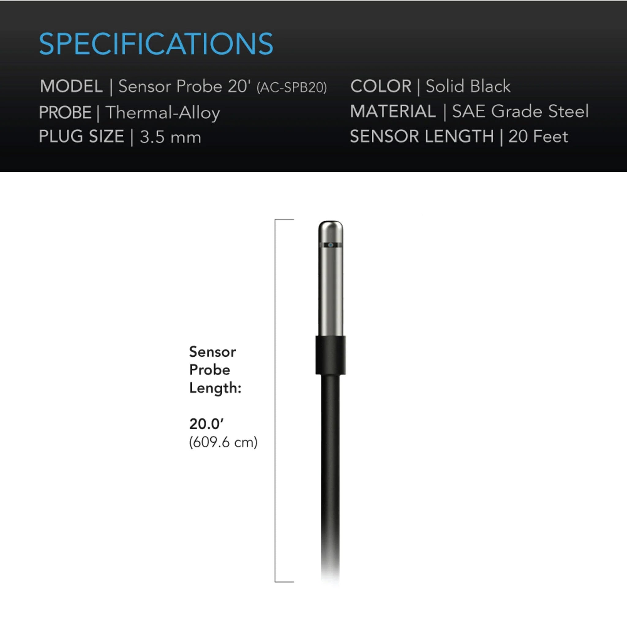 AC Infinity Controller Sensor Probe 20Ft / 6.09 M