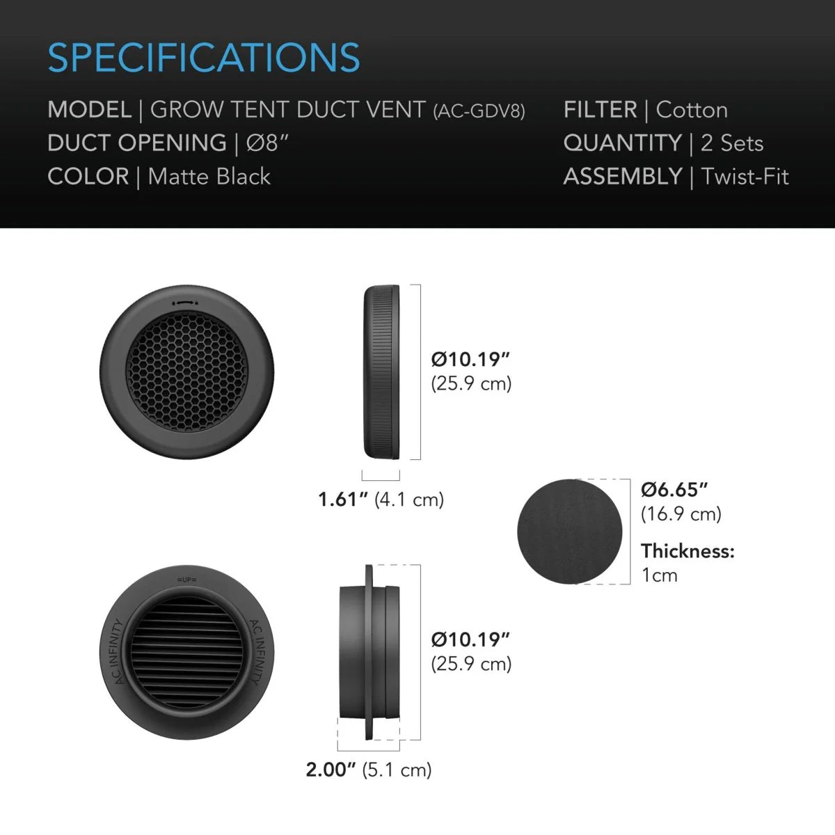 AC Infinity Grow Tent Duct Vent Attachment