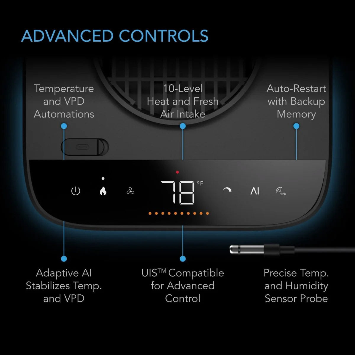 AC Infinity Thermoforge T7 Plant Heater 1000W AI-Powered VPD Temp Control