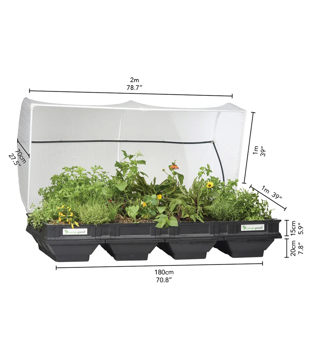 Vegepod Raised Garden Bed with Cover Large 2m x 1m