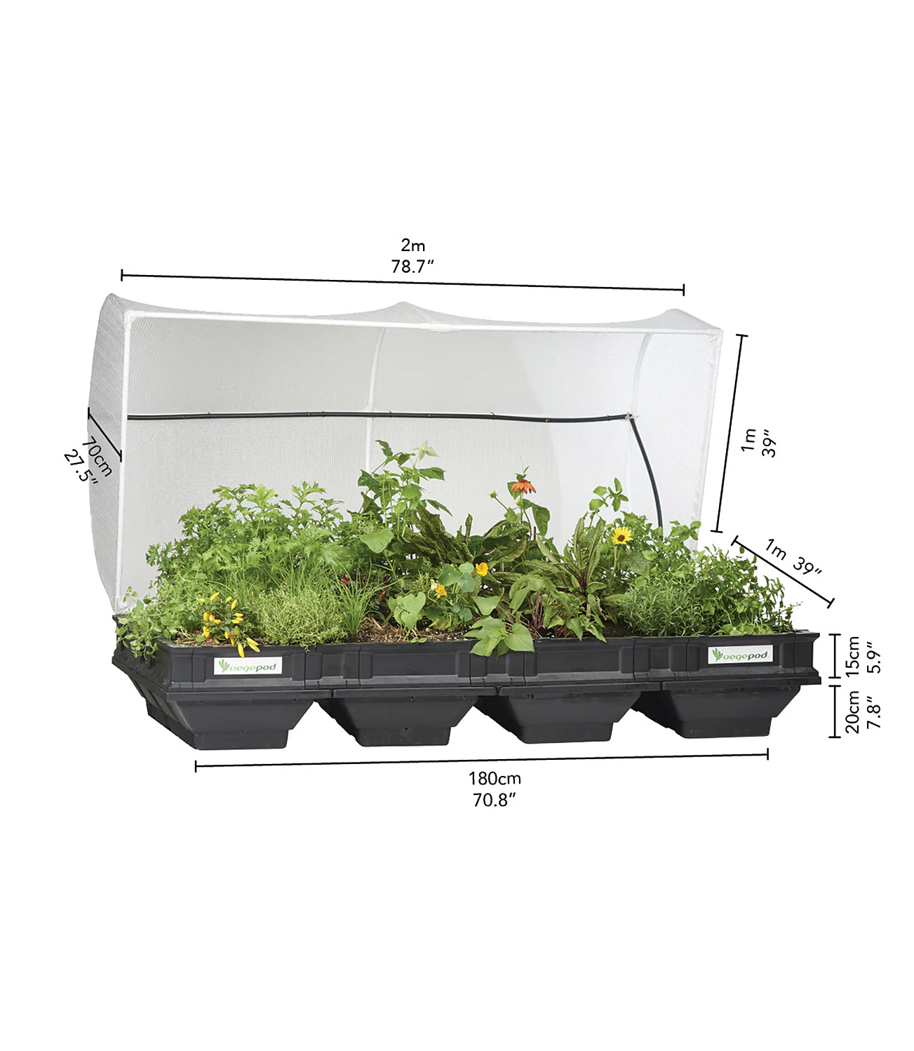 Vegepod Vegepod Raised Garden Bed with VegeCover Large 2m x 1m