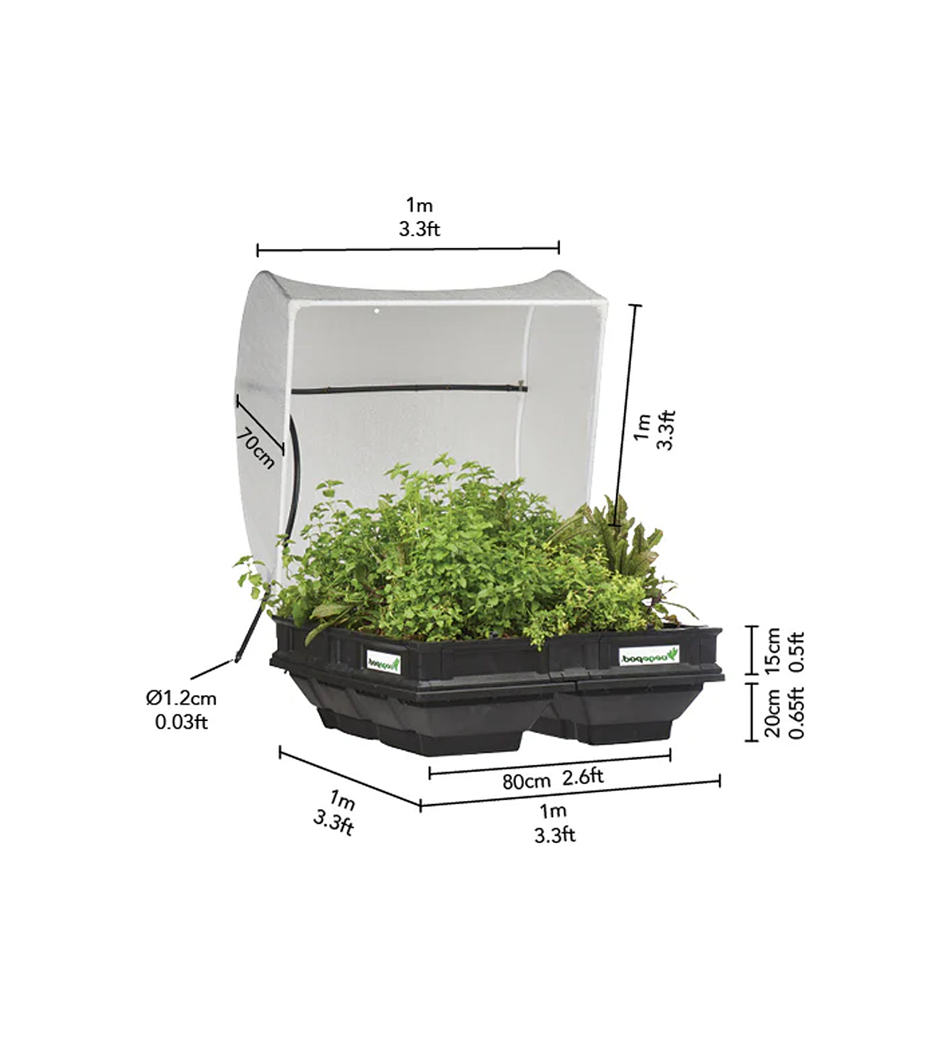 Vegepod Raised Garden Bed with VegeCover Medium 1m x 1m