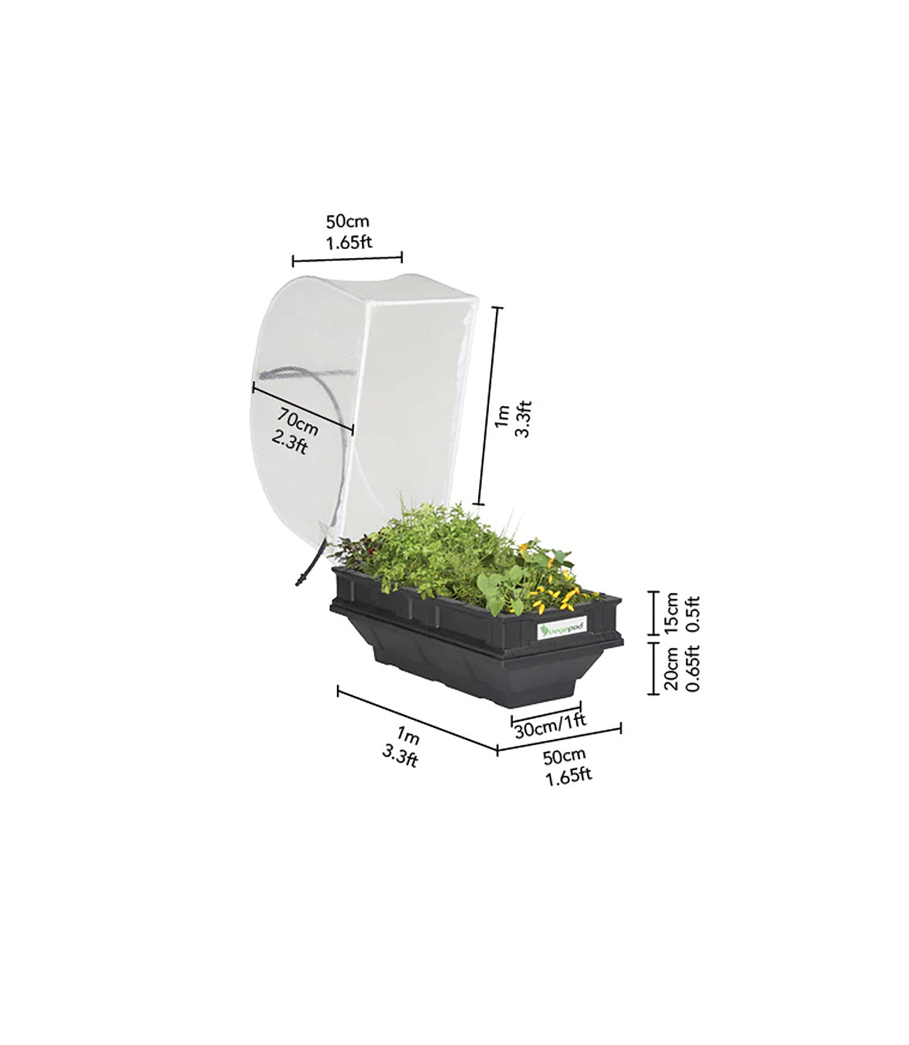 Vegepod Raised Garden Bed with VegeCover Small 0.5m x 1m