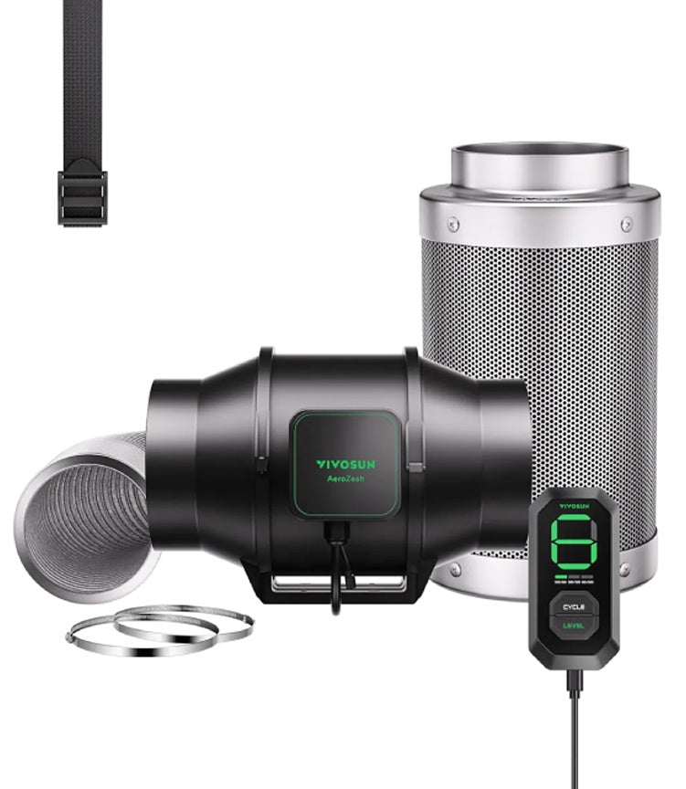 Vivosun Aerozesh S6 6 Inch Fan, Carbon Filter, Ducting and E12 Controller Kit