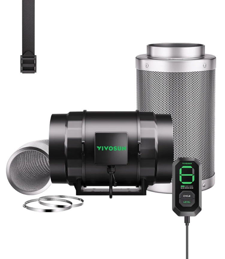 Vivosun Aerozesh S8 8 Inch Fan, Carbon Filter, Ducting and E12 Controller Kit