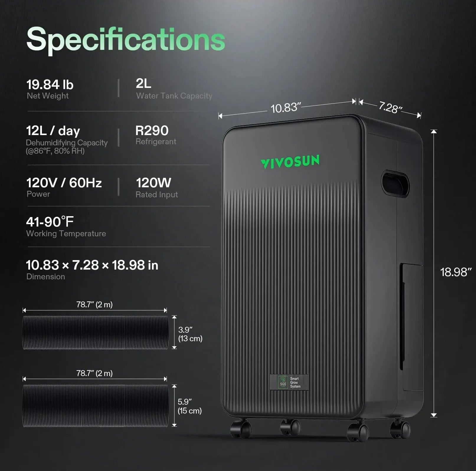 Vivosun Aerodrain D12 Dehumidifier