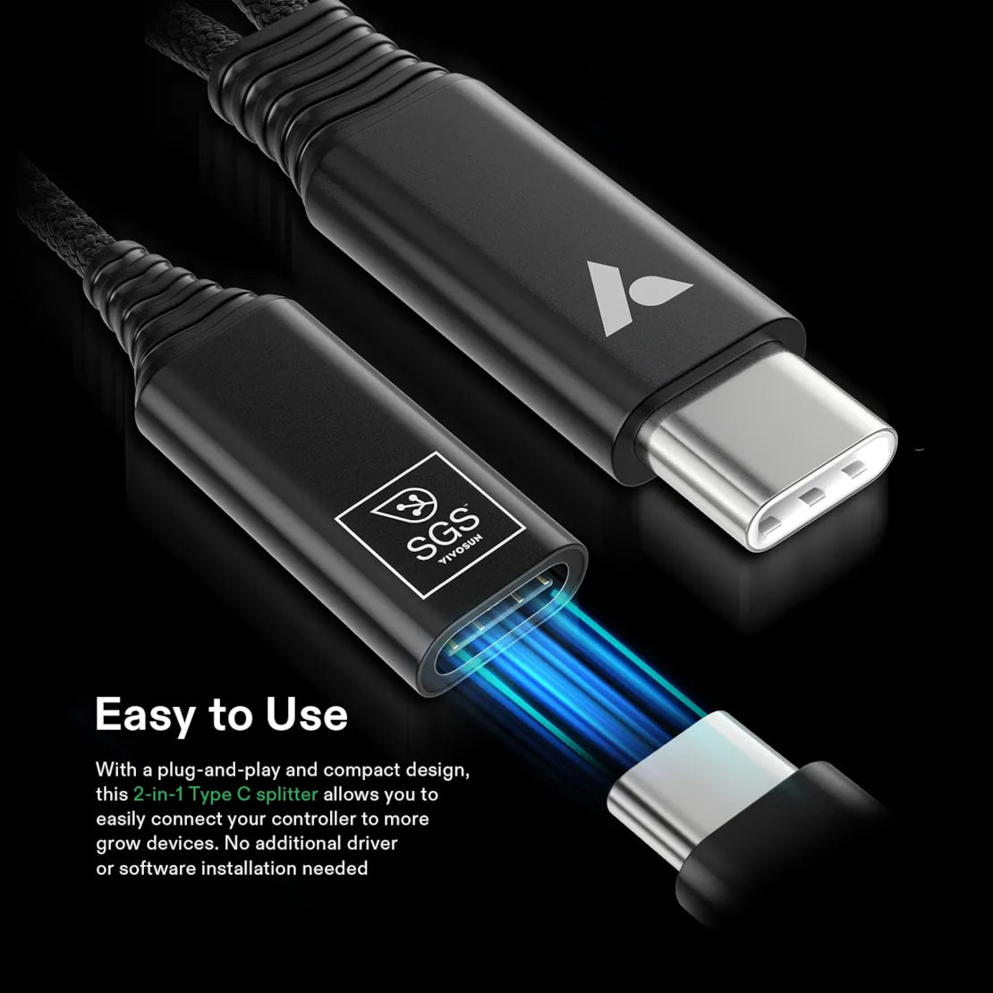 Vivosun USB-C Splitter for Growhub Controller E42A