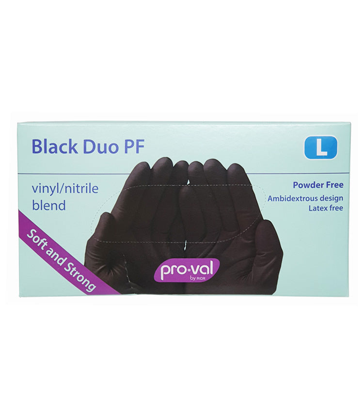 Black Duo Large Vinyl/Nitrile Disposable Gloves Pk 100
