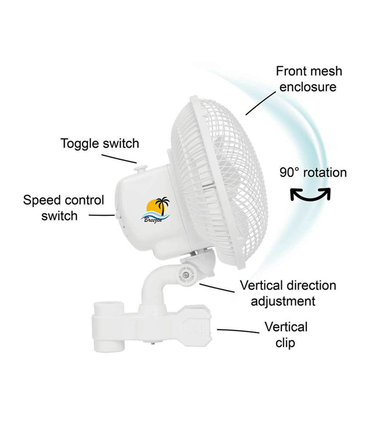 Breezin 150mm Oscillating Clip Fan