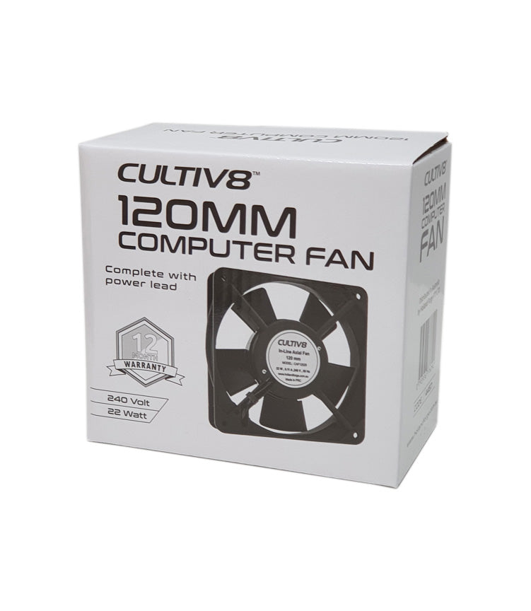 Cultiv8 Computer Fan/Inline Axial Fan 120mm NO FLANGE