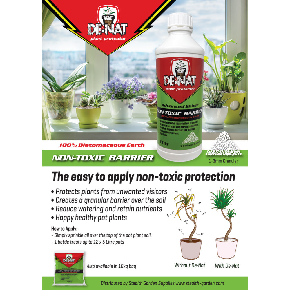 diatomaceous earth for pot plants De-Nat Natural Non-Toxic Barrier Plant Protector 1L Granular Diatomace