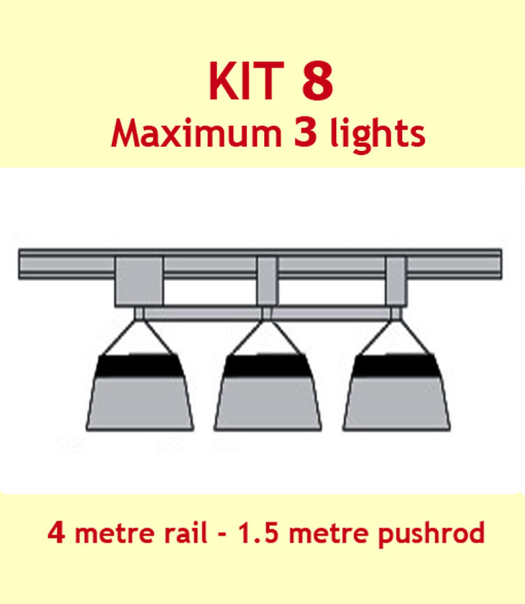 Light Mover Kit 8 (3 Lights Inline) on 4mtr Rail