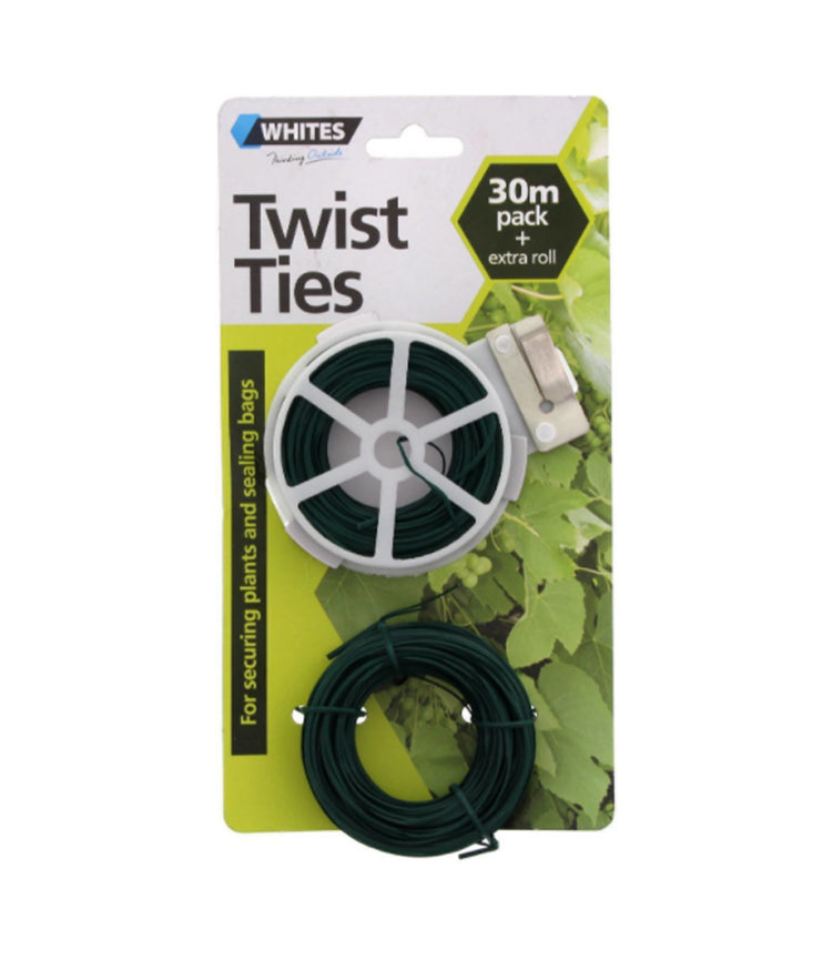 Twist Ties 30m Green with extra roll